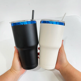 Rts usa_30oz macarone powder coated blue plated car tumblers_nina