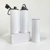 20oz skinny straight white sublimation blanks water sports bottle with sports lid and slide lid_nina