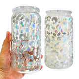 Rts usa_16oz holographic leopard cheetah print beer glass cans_nina