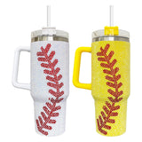 Rts usa_40oz baseball print rhinestone bling studded white yellow quencher tumblers_nina