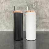 black white powder coated mirror copper plated underneath 20oz skinny straight tumbler for laser engraving_nina