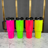 Rts usa_mirror black plated underneath 40oz H2.0 NEON colored blank sublimation tumbler mugs_nina