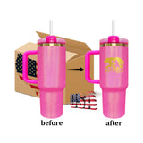 Rts usa_40oz glosy mirror gold plated glitter holographic shimmer H2.0 quencher tumblers for laser engrave_nina
