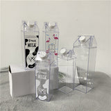 Portable drinking Clear acrylic plastic 500ml 1000ml Milk Carton Shaped water bottle_nina