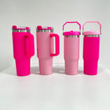 30oz 40oz powder coated flamingo camelia barbie hot pink flip straw water bottle tumblers_nina