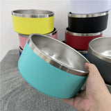 double wall Vacuum Insulated powder coated 32oz 64oz Pet Dog Bowl with Rubber Base_nina