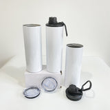 20oz skinny straight white sublimation blanks water sports bottle with sports lid and slide lid_nina