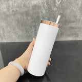 black white powder coated mirror copper plated underneath 20oz skinny straight tumbler for laser engraving_nina