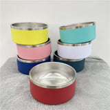 double wall Vacuum Insulated powder coated 32oz 64oz Pet Dog Bowl with Rubber Base_nina