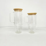 Pre-drilled 32oz 40oz clear snowglobe double wall glass mugs with bamboo lids for sublimation_nina