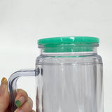 pre drilled 12oz 16oz UV DTF wraps clear Acrylic snow globe can coffee travel beer mugs can with handle and silicone plug_nina