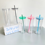 blank 16oz 24oz predrilled snow globe double walled Insulated plastic acrylic cold cups tumbler_nina