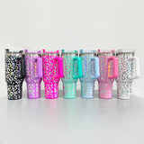 Rts usa_40oz Laser engraving holographic leopard print stainless steel tumblers_nina