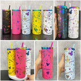 Rts usa_Christmas 20oz straight tumblers with rainbow laser engraving Disney design_nina