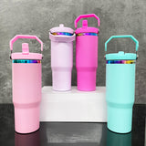 Rts usa_30oz leak proof matte macaron blank sublimation rainbow underneath flip straw water bottles_nina