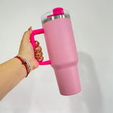 30oz 40oz powder coated flamingo camelia barbie hot pink flip straw water bottle tumblers_nina