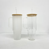 Rts usa_32oz 40oz clear frosted glass mugs with handle for UV DTF wraps_nina