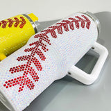 Rts usa_40oz baseball print rhinestone bling studded white yellow quencher tumblers_nina