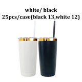 Rts usa_20oz powder coated holographic rainbow gold black plated car tumbler mugs cups with colored straws_nina