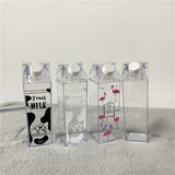 Portable drinking Clear acrylic plastic 500ml 1000ml Milk Carton Shaped water bottle_nina