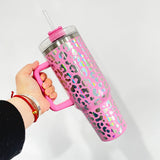 Rts usa_40oz Laser engraving holographic leopard print stainless steel tumblers_nina