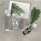 Portable drinking Clear acrylic plastic 500ml 1000ml Milk Carton Shaped water bottle_nina