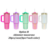 Rts usa_40oz glosy mirror gold plated glitter holographic shimmer H2.0 quencher tumblers for laser engrave_nina