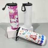 20oz full print gloss white skinny straight tumbler water bottle with flip top sports lid_nina