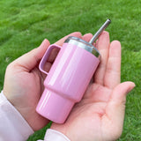 3oz candy macaron colored sublimation blank mini tumbler shot glass with handle and metal straw_nina