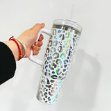 Rts usa_40oz Laser engraving holographic leopard print stainless steel tumblers_nina