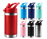 Kids colorful 12oz double wall insulated flip straw water bottles with handle_nina