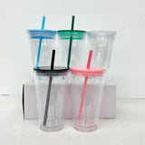 Rts usa_blank 16oz 24oz predrilled snow globe double walled Insulated plastic acrylic cold cups tumbler_nina