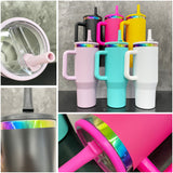 Rts usa_40oz H2.0 flip straw leak proof powder coated rainbow plated tumblers_nina