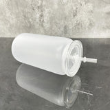 16oz acrylic plastic frosted beer can with lid and straw_nina