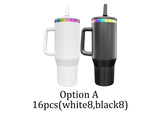 Rts usa_40oz H2.0 flip straw leak proof powder coated rainbow plated tumblers_nina