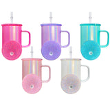 Rts usa_17oz holographic shimmer glitter camper glass coffee travel mugs with colored lids_nina