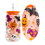 Rts usa_16oz Halloween design 3D touch UV printing beer glass cans_nina