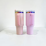 40oz powder coated peach pink rainbow plated H2.0 quencher tumblers for Valentine's Day and  Mother's Day_nina