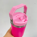 30oz 40oz powder coated flamingo camelia barbie hot pink flip straw water bottle tumblers_nina