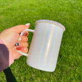 Rts usa_17oz holographic shimmer glitter camper glass coffee travel mugs with colored lids_nina