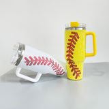 Rts usa_40oz baseball print rhinestone bling studded white yellow quencher tumblers_nina