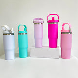 Rts usa_30oz matte macaron blank sublimation double wall stainless steel vacuum insulated leak proof flip straw tumbler water bottles with handle_nina