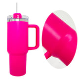 30oz 40oz powder coated flamingo camelia barbie hot pink flip straw water bottle tumblers_nina