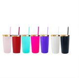 Rts usa_20oz powder coated holographic rainbow gold black plated car tumbler mugs cups with colored straws_nina