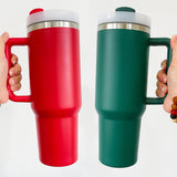 Rts usa_Powder coated H2.0 Christmas Xmas red green 40oz quencher tumblers_nina