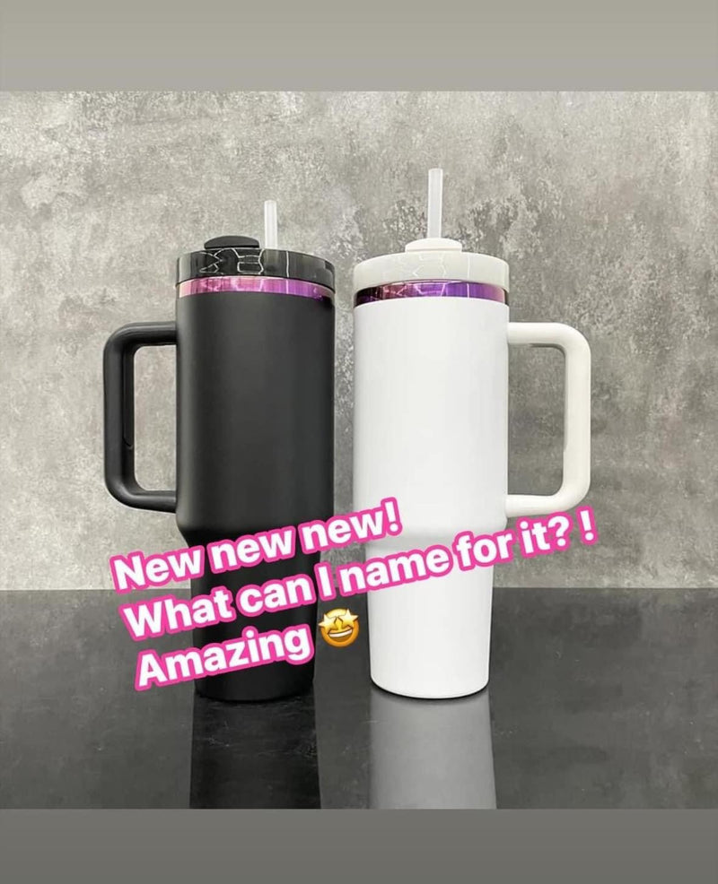 40oz H2.0 Glamour pink purple underneath white black tumblers_nina