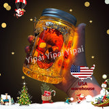 Rts usa_Blank sublimation Waterproof 11oz Solar Lights mason jar glowing elf snow globe glitter glass can wind spinner_nina