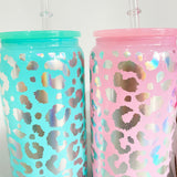 Rts usa_16oz holographic leopard cheetah print beer glass cans_nina