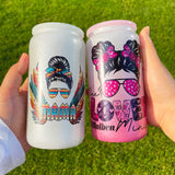 16oz blank sublimation rough glitter powder coated glass cans with plastic lid and straw_nina