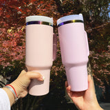 40oz powder coated peach pink rainbow plated H2.0 quencher tumblers for Valentine's Day and  Mother's Day_nina